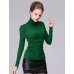 Women's Plus Size / Sexy Spring Blouse,Solid Turtleneck Long Sleeve Black / Green / Purple Cotton / Rayon Medium