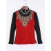 Women's Casual/Daily / Plus Size Simple Spring / Fall / Winter Blouse,Solid Stand Long Sleeve Red / Black Polyester Medium