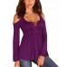 Women's Plus Size / Casual/Daily Simple Fall T-shirtSolid U Neck Long SleevePurple Polyester Medium