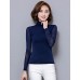 Daily Sexy Fall Blouse,Solid Turtleneck Long Sleeve Blue / Pink / Red / White / Black / Gray Polyester Thin