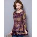 Women's Plus Size / Going out / Casual/Daily Street chic Spring / Fall BlousePrint Round Neck Long Sleeve