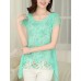 Women's Casual/Daily Simple Summer Blouse,Print Round Neck Short Sleeve Blue / Pink / Green Thin