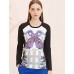 Women's Going out Street chic Spring / Fall T-shirtPrint Round Neck Long Sleeve Black