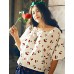 Whisper WheatWomen's Going out / Simple Summer T-shirtPrint Round Neck Short Sleeve White Cotton Thin