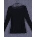 Women's Patchwork Lace Slim All Match Fashion Street chic Simple Plus Size T-shirt,Round Neck Long Sleeve