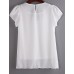 Women's Round Neck Sequins Blouse , Chiffon Short Sleeve