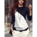 Women's Casual Round Collar Long Sleeve Spliced Color Block T-shirt