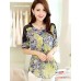 Women's Going out Street chic / Active Summer Blouse,Galaxy Round Neck ? Length Sleeve Green / Yellow Polyester Thin