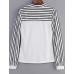 Women's Bow Neck Stripes Print Long Sleeves T-shirt