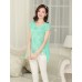 Women's Casual/Daily Simple Summer Blouse,Print Round Neck Short Sleeve Blue / Pink / Green Thin