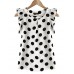 Women's Casual/Daily / Plus Size Simple Summer Blouse,Polka Dot Round Neck Short Sleeve White Polyester Translucent