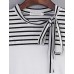 Women's Bow Neck Stripes Print Long Sleeves T-shirt