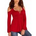 Women's Plus Size / Casual/Daily Simple Fall T-shirtSolid U Neck Long SleevePurple Polyester Medium