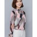 Spring Fall Go out Casual Women's Tops Fashion Wild Pink Printing Stand Collar Long Sleeve Chiffon Blouse