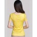 Summer Plus Size Women Solid Color Round Neck Short Sleeve Lace Blouse Slim Was Thin T-shirt Tops