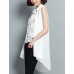 Women's Print White Shirt,Shirt Collar Sleeveless