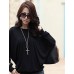 Women's Batwing Round Neck Sheer Mesh Cape Sleeve Loose T-Shirt