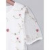 Women's Print White / Black Blouse,Round Neck Short Sleeve