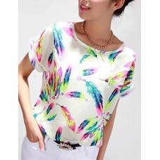 Women's Chiffon Batwing Sleeve Floral Print Tops Blouse T-Shirt Plus Size