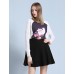 Women's Going out Street chic Spring / Fall T-shirtPrint Round Neck Long Sleeve White / Black / Yellow Wool