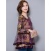 Women's Plus Size / Going out / Casual/Daily Street chic Spring / Fall BlousePrint Round Neck Long Sleeve