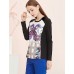 Women's Going out Street chic Spring / Fall T-shirtPrint Round Neck Long Sleeve Black