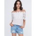 Women's Lace Cutout Off Shoulder Patchwork T-shirt