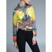 Women's Casual/Daily Vintage All Seasons ShirtPrint Shirt Collar Long Sleeve Yellow Polyester Medium