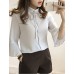 Women's Casual/Daily Simple Spring / Fall Shirt,Solid / Letter Shirt Collar Long Sleeve Blue / White Others Thin