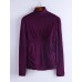 Women's Plus Size / Sexy Spring Blouse,Solid Turtleneck Long Sleeve Black / Green / Purple Cotton / Rayon Medium