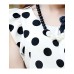 Women's Casual/Daily / Plus Size Simple Summer Blouse,Polka Dot Round Neck Short Sleeve White Polyester Translucent