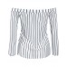 Women's Casual/Daily Simple / Street chic Spring / Fall Fashion Slim Backless T-shirt,Striped Boat Neck Long Sleeve