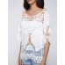 Women's Beach Sexy / Boho Blouse,Solid Round Neck ? Length Sleeve White Rayon Medium