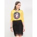 Women's Going out Street chic Spring / Fall T-shirtPrint Round NeckSleeve Yellow Polyester / Spandex Medium