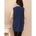 Women's Solid Blue Tanks,V Neck Sleeveless