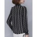 Spring Fall Going out Casual Women's Tops Fashion Striped Print Shirt Collar Long Sleeve Slim Chiffon Blouse